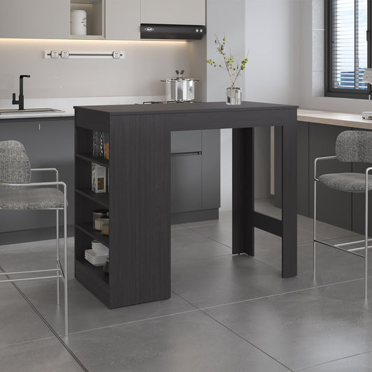 Greer Counter Table with 4 Storage Shelves, Compact Home Bar for Dining Room or Kitchen, Space-Saving Modern Design with Vertical Shelving for Bottles and Glassware Storage, Stylish Entertaining Furniture