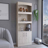 Tuhome Simma Bookcase with Metal Hardware, Three Spacious Shelves, Double Door Cabinet, Modern Storage Solution for Living Room, Office, or Bedroom