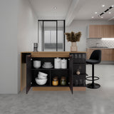 Lumina Modern Kitchen and Bar Counter Table, Freestanding Structure with Two Door Storage Cabinet, 3 Side Open Shelves and, Spacious Dining Countertop