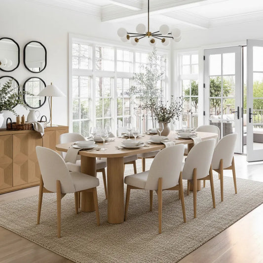 Havana Linen Upholstered Dining Chair with Solid Wood Legs (Set of 8)