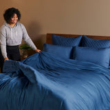 Bamboo Duvet Cover with Shams 3 Piece Set - Indigo