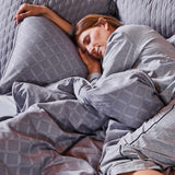 Bamboo Duvet Cover with Shams, 3pc - Platinum Geo