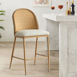 Barcelona 25.5" Beige Rattan Upholstered Counter Stool (Set of 4)