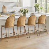 Barcelona 25.5" Beige Rattan Upholstered Counter Stool (Set of 4)