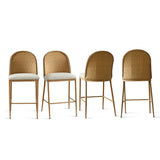 Barcelona 25.5" Beige Rattan Upholstered Counter Stool (Set of 4)