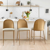 Barcelona 25.5" Beige Rattan Upholstered Counter Stool (Set of 4)