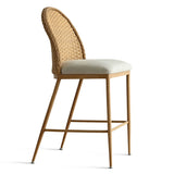 Barcelona 25.5" Beige Rattan Upholstered Counter Stool (Set of 3)