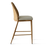 Barcelona 25.5" Beige Rattan Upholstered Counter Stool (Set of 4)