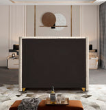 Barolo Luxurious Velvet Wing Bed with Tufted Design and Gold Nailhead Accents for Elegant Bedrooms