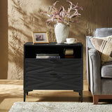 Beath 2-Drawer Nightstand with Open Top Shelf & Rear Charging Port(Optional Types)