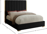 Becca Elegant Velvet Bed with Polished Gold Frame and Channel Tufting for Luxurious Bedroom Style
