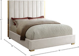 Becca Elegant Velvet Bed with Polished Gold Frame and Channel Tufting for Luxurious Bedroom Style