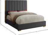 Becca Elegant Velvet Bed with Polished Gold Frame and Channel Tufting for Luxurious Bedroom Style