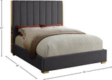 Becca Elegant Velvet Bed with Polished Gold Frame and Channel Tufting for Luxurious Bedroom Style