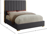 Becca Elegant Velvet Bed with Polished Gold Frame and Channel Tufting for Luxurious Bedroom Style