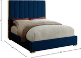 Becca Elegant Velvet Bed with Polished Gold Frame and Channel Tufting for Luxurious Bedroom Style