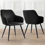 Boston Faux Leather Upholstered Dining Chair with Arms (Set of 2)