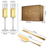 Wedding, Bridal Mr & Mrs Champagne Flutes Gift | Set of 2 (Gold)