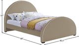Brody Contemporary Velvet Bed with Cream Piping and Espresso Wood Legs for a Cozy Bedroom Retreat