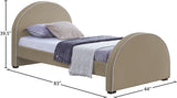 Brody Contemporary Velvet Bed with Cream Piping and Espresso Wood Legs for a Cozy Bedroom Retreat