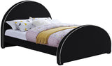 Brody Contemporary Velvet Bed with Cream Piping and Espresso Wood Legs for a Cozy Bedroom Retreat