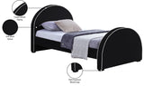 Brody Contemporary Velvet Bed with Cream Piping and Espresso Wood Legs for a Cozy Bedroom Retreat