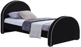 Brody Contemporary Velvet Bed with Cream Piping and Espresso Wood Legs for a Cozy Bedroom Retreat