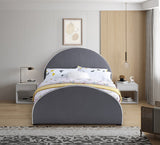 Brody Contemporary Velvet Bed with Cream Piping and Espresso Wood Legs for a Cozy Bedroom Retreat