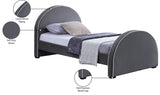 Brody Contemporary Velvet Bed with Cream Piping and Espresso Wood Legs for a Cozy Bedroom Retreat