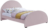 Brody Contemporary Velvet Bed with Cream Piping and Espresso Wood Legs for a Cozy Bedroom Retreat