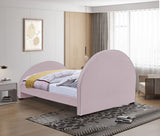 Brody Contemporary Velvet Bed with Cream Piping and Espresso Wood Legs for a Cozy Bedroom Retreat