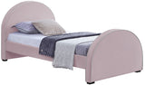 Brody Contemporary Velvet Bed with Cream Piping and Espresso Wood Legs for a Cozy Bedroom Retreat