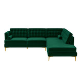 Brooke Green Sectional Sofa Right Facing Chaise