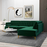 Brooke Green Sectional Sofa Right Facing Chaise