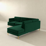 Brooke Green Sectional Sofa Right Facing Chaise