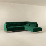 Brooke Green Sectional Sofa Right Facing Chaise