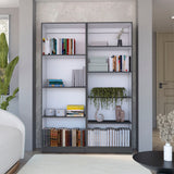 Home 2 Piece Living Room Set with Home Bookcase & 4 Shelves Bookcase, Matt Gray / White, Modern Storage Solutions for Living Room, Home Office, and Bedroom Organization