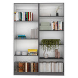 Home 2 Piece Living Room Set with Home Bookcase & 4 Shelves Bookcase, Matt Gray / White, Modern Storage Solutions for Living Room, Home Office, and Bedroom Organization