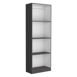 Home 2 Piece Living Room Set with Home Bookcase & 4 Shelves Bookcase, Matt Gray / White, Modern Storage Solutions for Living Room, Home Office, and Bedroom Organization