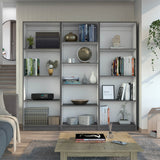 Lane 3 Piece Living Room Set with 2 Home Bookcases & Home 4 Shelves Bookcase, Matt Gray / White, Modern Storage and Display for Living Room, Office, Bedroom