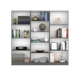Lane 3 Piece Living Room Set with 2 Home Bookcases & Home 4 Shelves Bookcase, Matt Gray / White, Modern Storage and Display for Living Room, Office, Bedroom