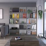 Lutz 3 Piece Living Room Set with 2 Home 4 Shelves Bookcases & Home Xs Bookcase, Matt Gray / White, Stylish and Functional Storage for Living Room, Office, Bedroom