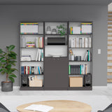 Lecanto 3 Piece Living Room Set with 2 Home 4 Shelves Bookcases & Home 2-Door Bookcase, Matt Gray / White, Modern and Functional Storage for Living Room, Office, Bedroom