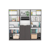 Lecanto 3 Piece Living Room Set with 2 Home 4 Shelves Bookcases & Home 2-Door Bookcase, Matt Gray / White, Modern and Functional Storage for Living Room, Office, Bedroom