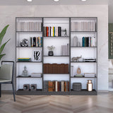 Bartow 3 Piece Living Room Set with Home Bookcase & 2 Home 4 Shelves Bookcases, Matt Gray / White, Stylish Storage for Living Room, Office, Bedroom, and More