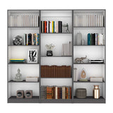 Bartow 3 Piece Living Room Set with Home Bookcase & 2 Home 4 Shelves Bookcases, Matt Gray / White, Stylish Storage for Living Room, Office, Bedroom, and More