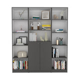 Juno 3 Piece Living Room Set with 2 Home Xs Bookcases & Home 2-Door Bookcase, Matt Gray / White, Stylish and Compact Storage for Living Room, Bedroom, Office