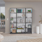 Delray 3 Piece Living Room Set with Home 4 Shelves Bookcase & 2 Home Xs Bookcases, Matt Gray / White, Modern Storage and Display for Living Room, Bedroom, Office
