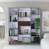 Davie 3 Piece Living Room Set with Home Bookcase & 2 Home Xs Bookcases, Matt Gray / White, Stylish Storage for Living Room, Bedroom, Office, and Small Spaces