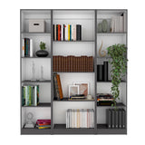 Davie 3 Piece Living Room Set with Home Bookcase & 2 Home Xs Bookcases, Matt Gray / White, Stylish Storage for Living Room, Bedroom, Office, and Small Spaces